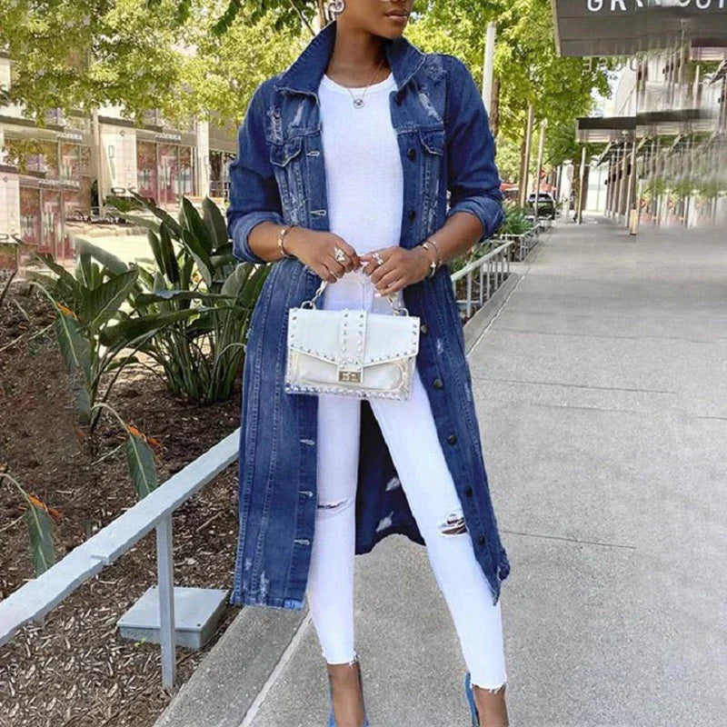 Levoire | Veste en jean longue Bleu foncé