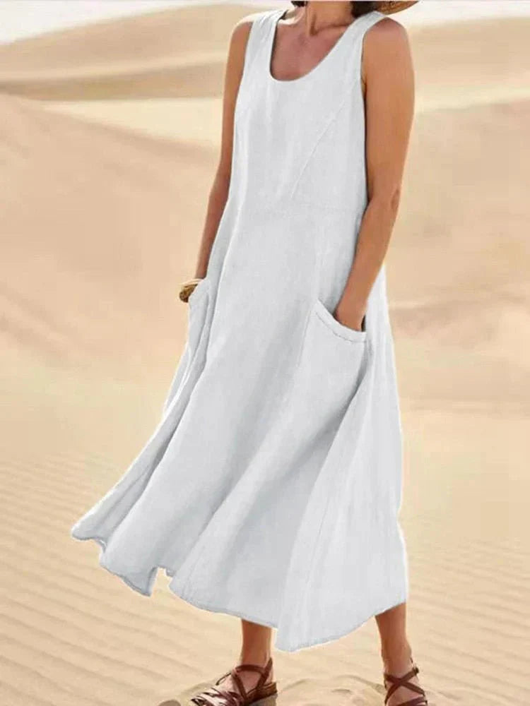 Levoire | Robe Maxi Décontractée Avec Poches Beige