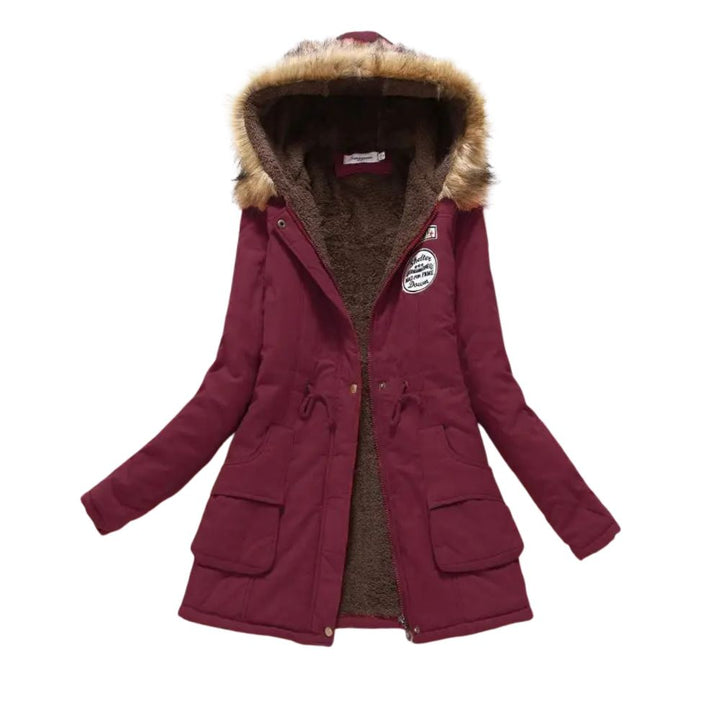 Levoire | Sweat à capuche long en polaire doublé chaud Rot
