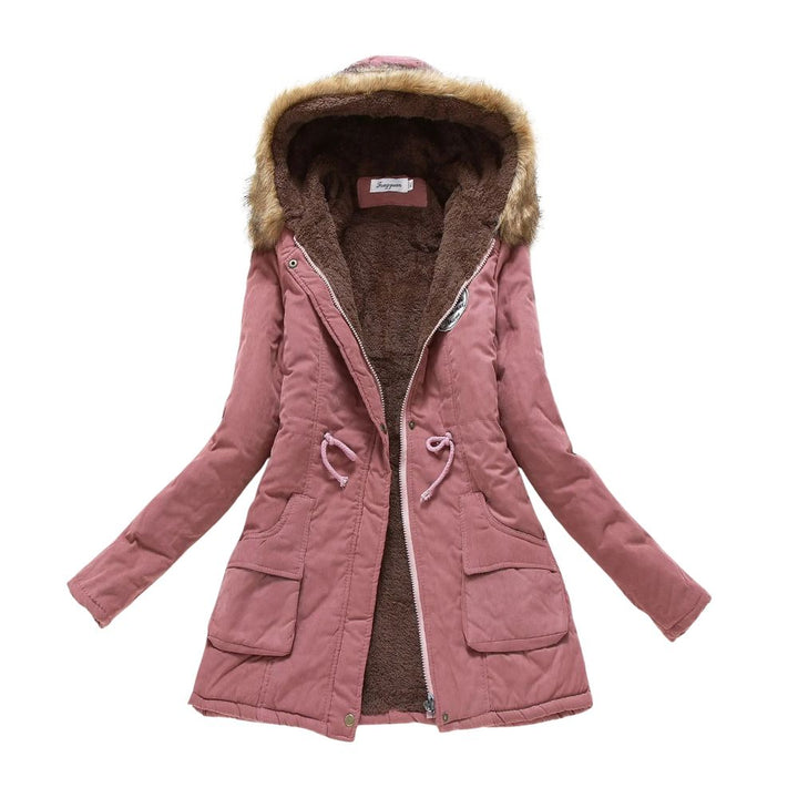 Levoire | Sweat à capuche long en polaire doublé chaud Rose foncé