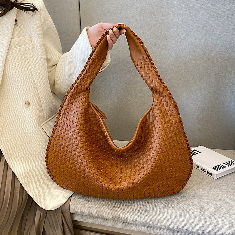 Levoire | Élégante Sac À Bandoulière Tressé Braun 35cm x 30cm x 12cm