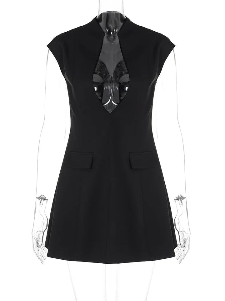 Levoire | Noir Profond V - Sans Manches Mini-Robe
