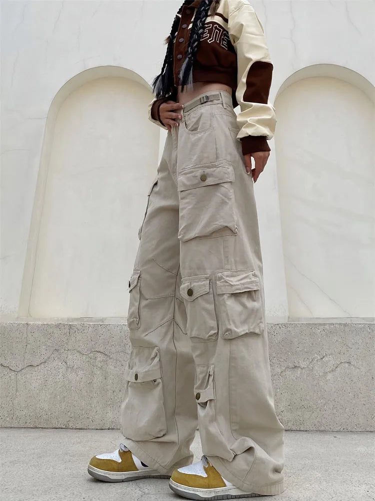 Levoire | Pantalon Cargo Rétro Poches Jambe Large Abricot