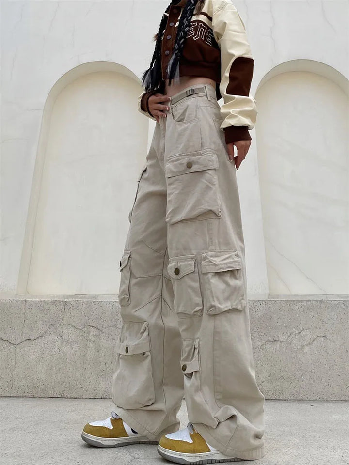Levoire | Pantalon Cargo Rétro Poches Jambe Large Abricot