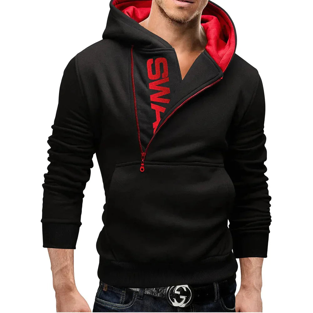 Levoire | Veste À Capuche À Manches Longues Avec Zip Latéral Et Poches Noir et Rouge