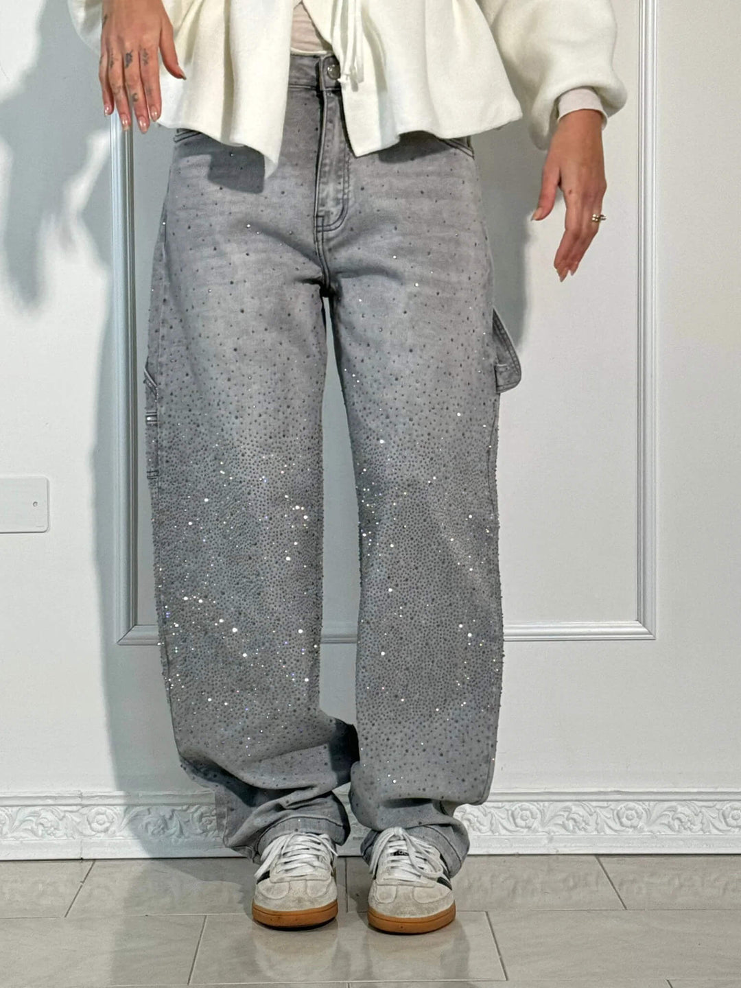 Levoire | Pantalons larges tendance en denim Gris