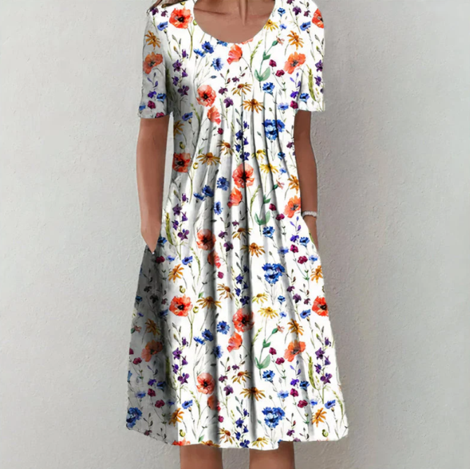 Levoire | Robe à fleurs ample blanc rouge