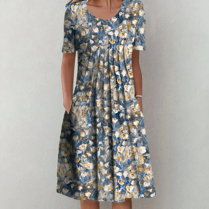 Levoire | Robe à fleurs ample bleu blanc