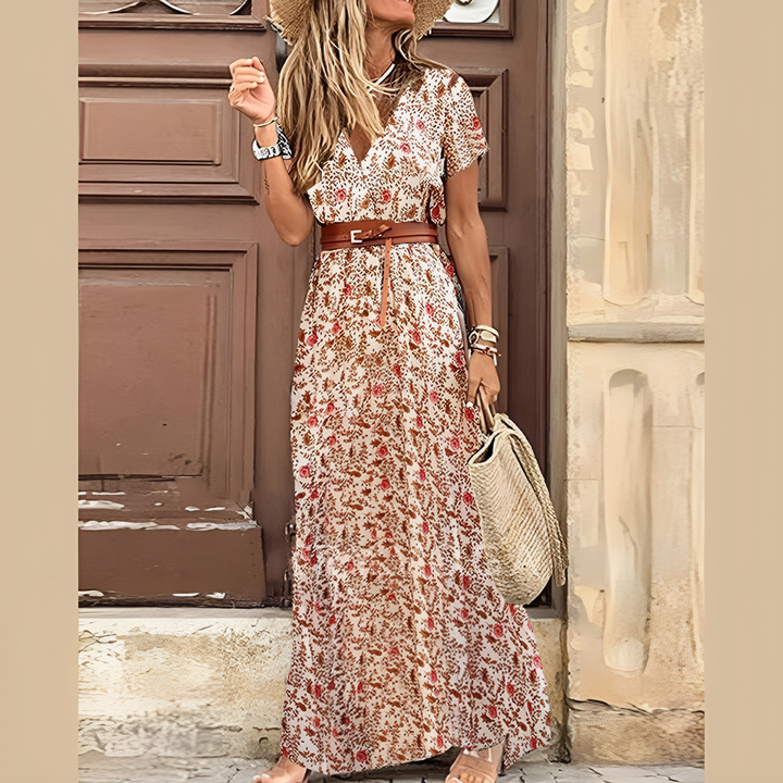 Levoire | Robe Bohémienne Vintage Avec Ceinture Rot