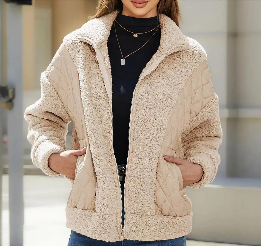 Levoire | Veste à manches longues douce avec fermeture éclair et poches Beige