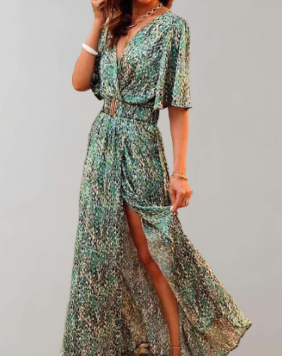 Levoire | Élégance Et Séduction Dans Une Robe Boho Vert