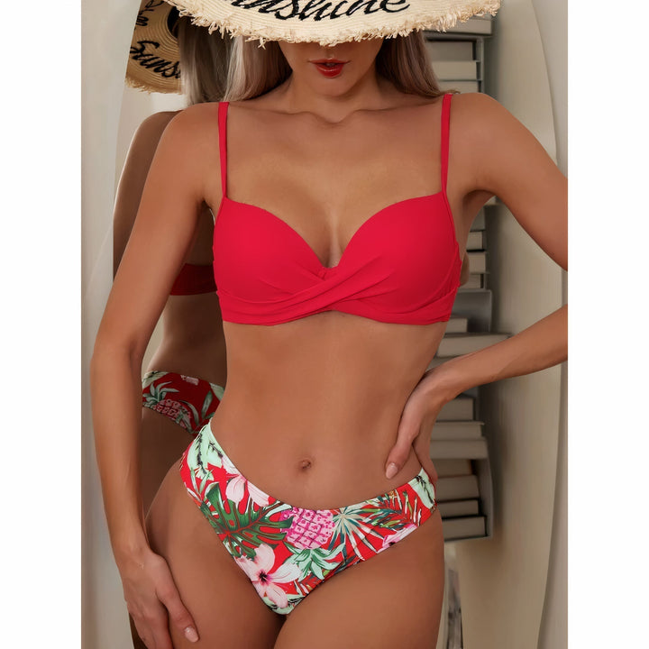 Levoire | Ensemble De Bikini Avec Imprimé Tropical Et Couverture Transparente Pour Femmes