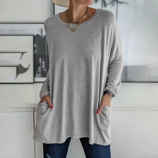 Levoire | Tunique Élégante Grande Taille Avec Poches Gris