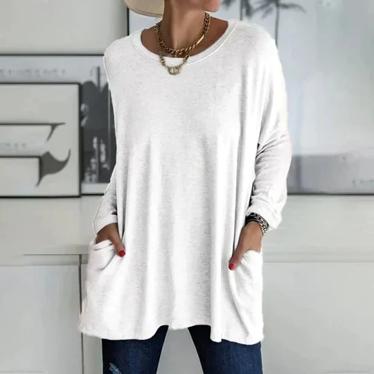 Levoire | Tunique Élégante Grande Taille Avec Poches Blanc