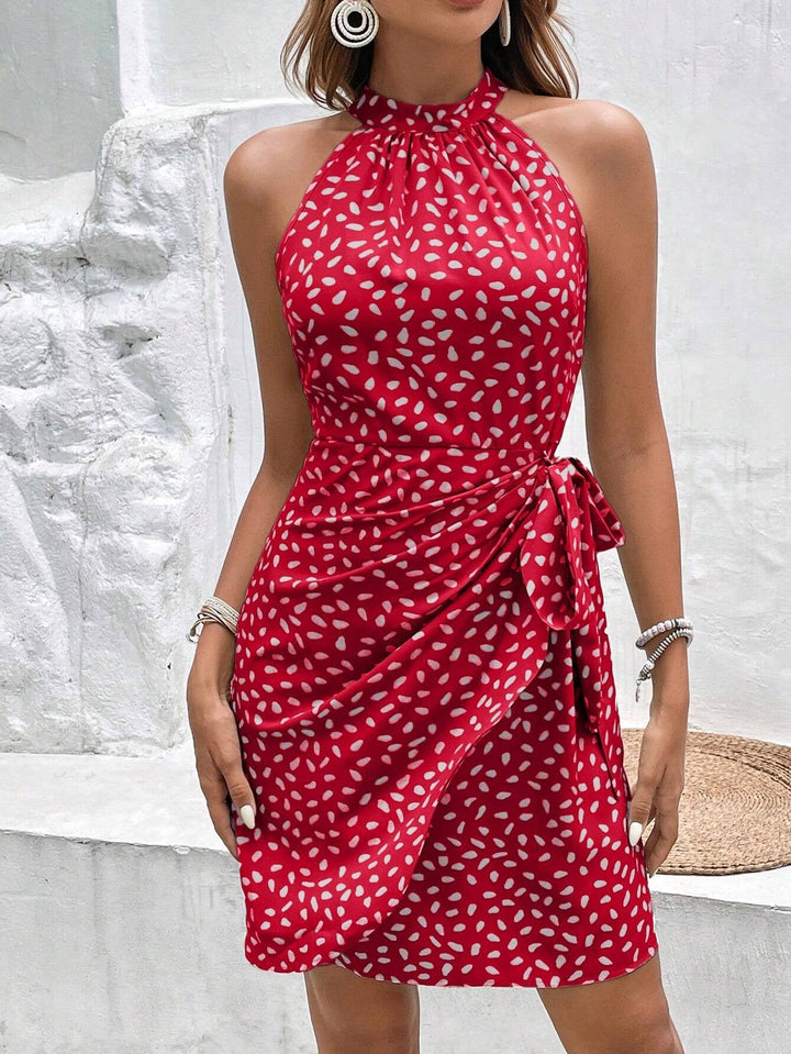 Levoire | Robe Halter Stylée Avec Détail En Nœud Rot