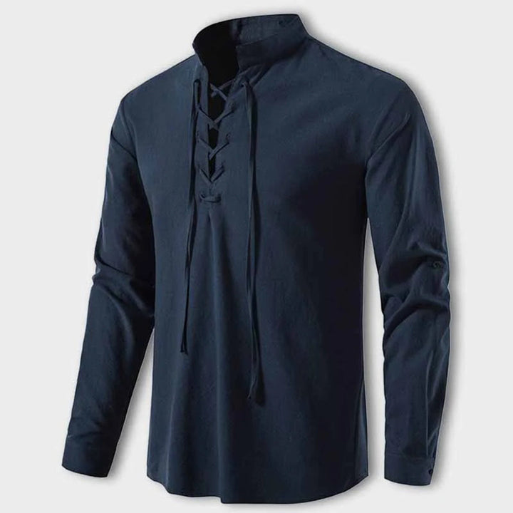 Levoire | Élégante Chemise Avec Décolleté En V Bleu Marine