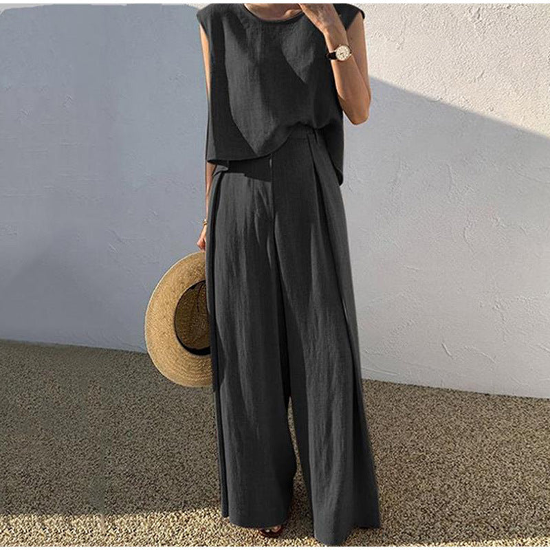 Levoire | Ensemble Avec Décolleté En U Et Pantalon Large Noir