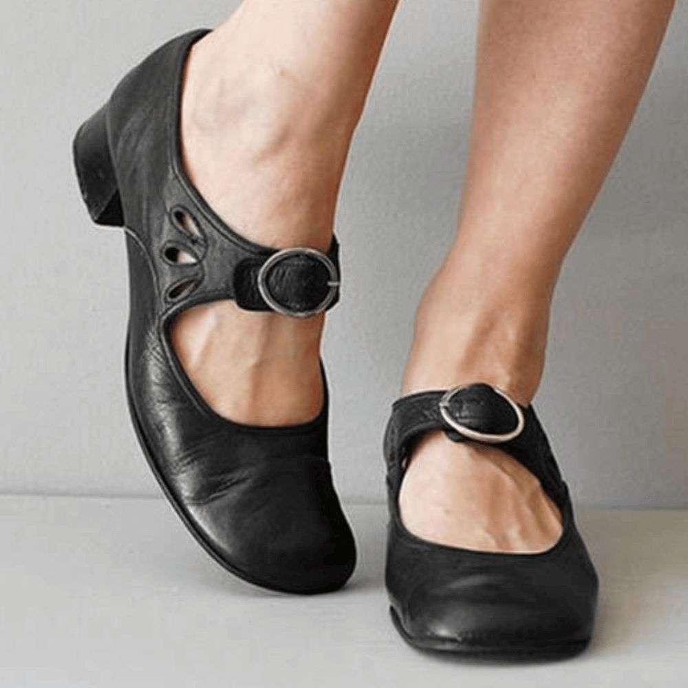 Levoire | Chaussures En Cuir Vintage Pour Femmes Noir