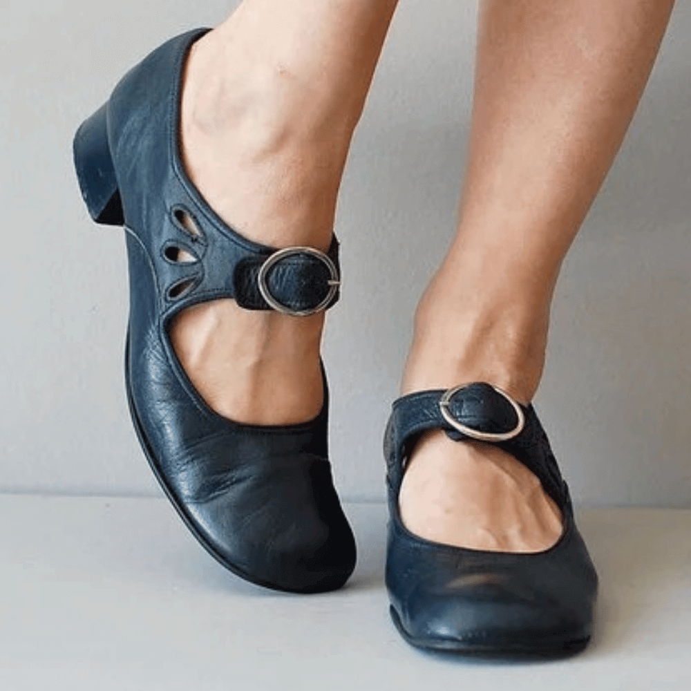 Levoire | Chaussures En Cuir Vintage Pour Femmes Bleu