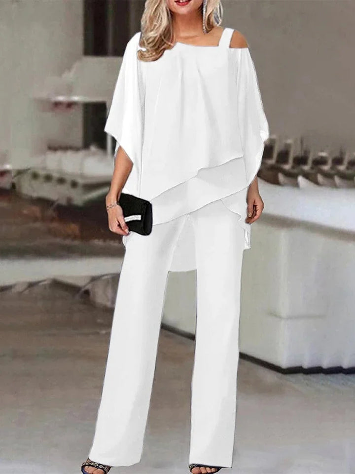 Levoire | Ensemble Élégant Haut Et Pantalon Pour Femmes Blanc