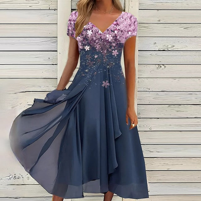 Levoire | Unique Style Robe D'Été Bleu foncé & Rose