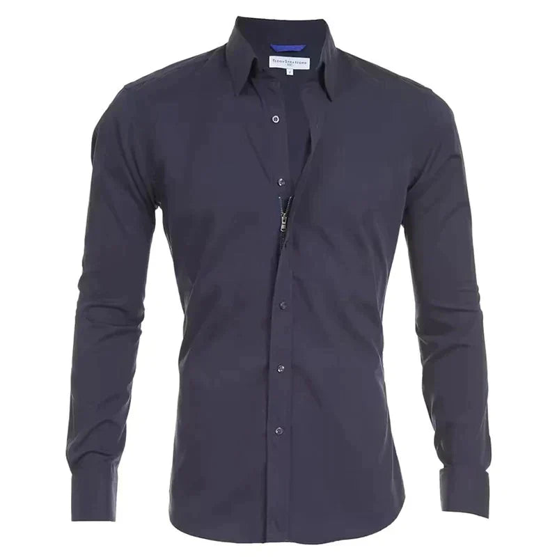 Levoire | Chemise Extensible Avec Fermeture Éclair Marine bleu