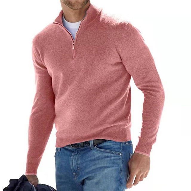 Levoire | Merino V-Neck Pull Avec Fermeture Éclair rose pâle