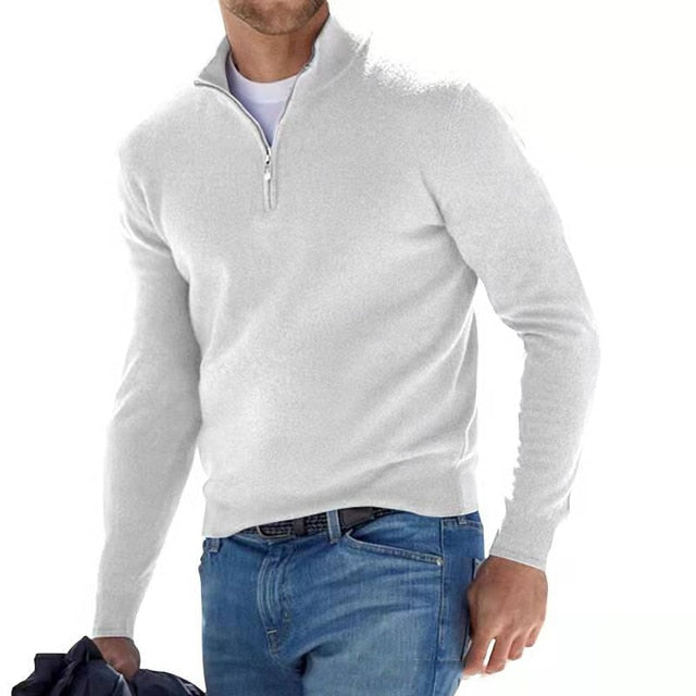 Levoire | Merino V-Neck Pull Avec Fermeture Éclair blanc