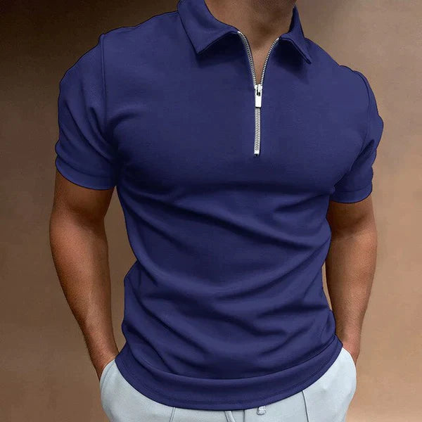Levoire | Polo Homme Avec Fermeture Éclair Et Coupe Moderne Bleu
