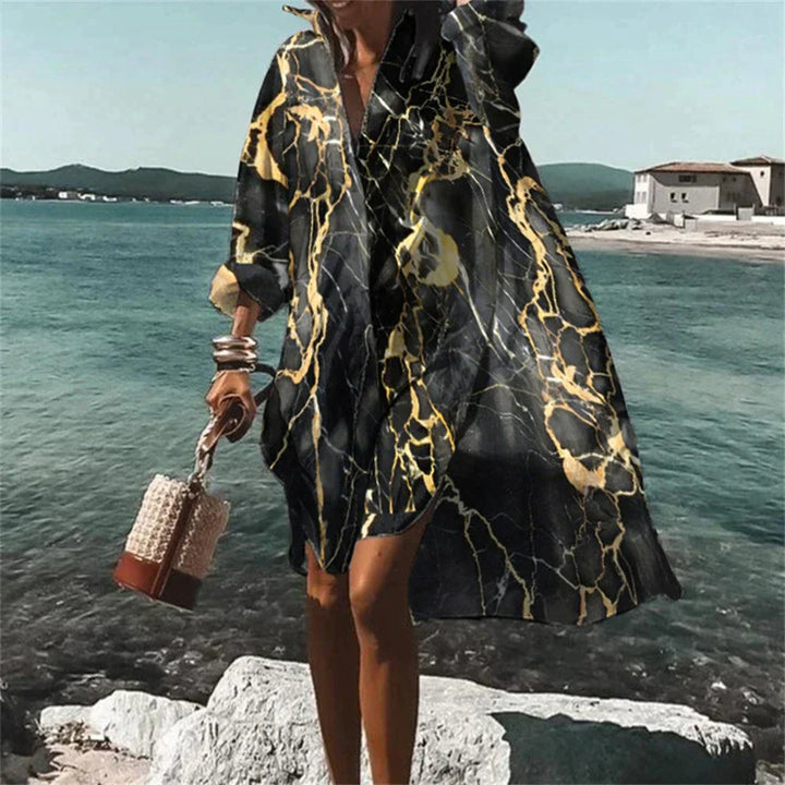 Levoire | Robe De Plage Imprimée Vivement Pour Femmes Noir