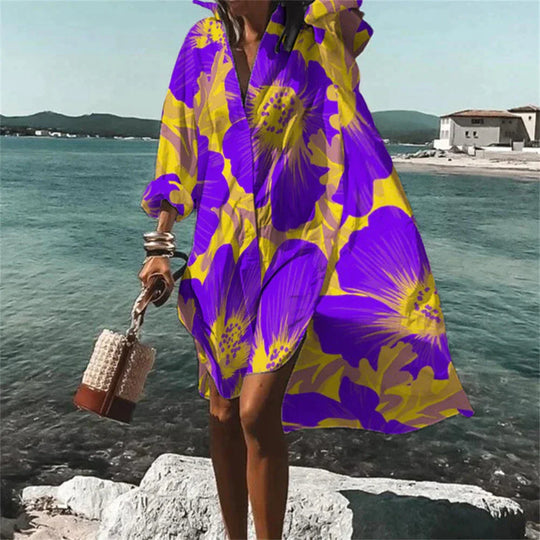 Levoire | Jolie robe de plage Violet et Jaune
