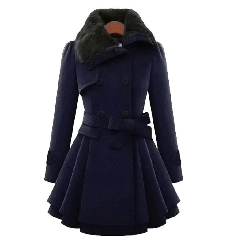 Levoire | Gabardine Élégante Avec Cuir Vegan Bleu foncé