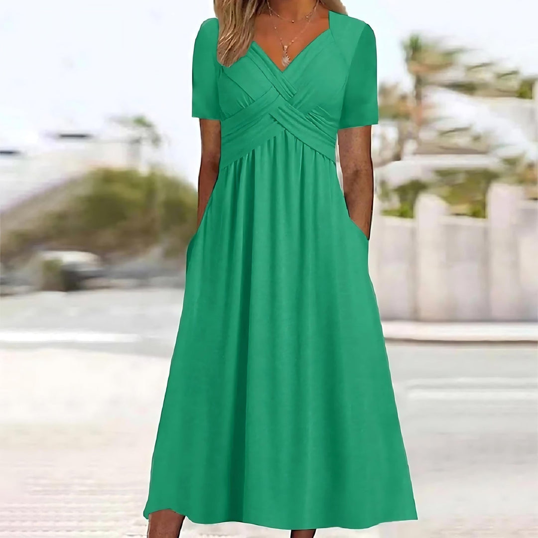 Levoire | Robe Midi Élégante Avec Couverture Du Ventre Vert