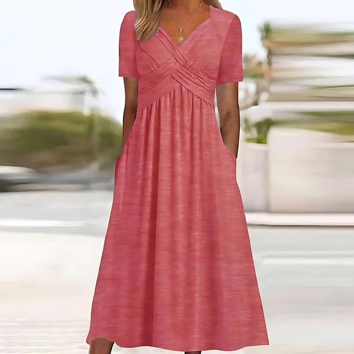 Levoire | Robe Midi Élégante Avec Couverture Du Ventre Rose