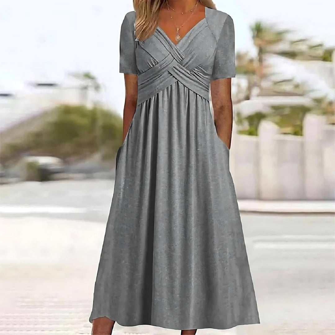 Levoire | Rento Élégance Midi Robe Gris (Épuisé)