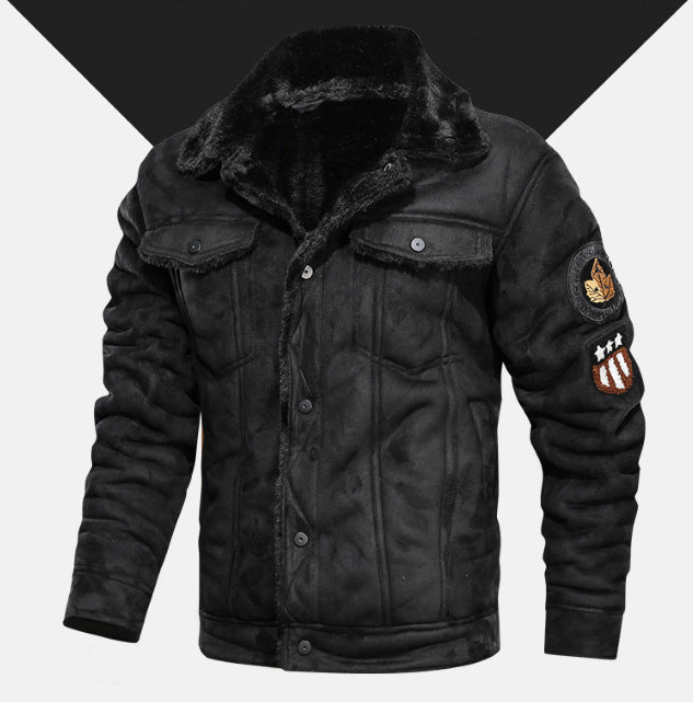 Levoire | Veste à manches longues doublée en polaire avec bouton Noir