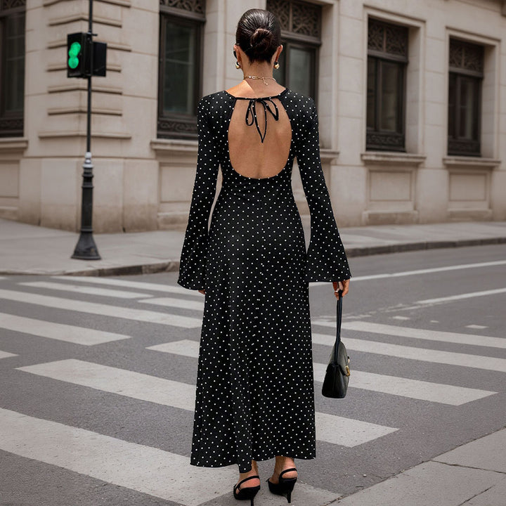Robe maxi femme avec un design à pois à la mode et des manches élégantes Levoire