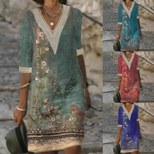 Levoire | Robe courte à col V imprimée relaxante