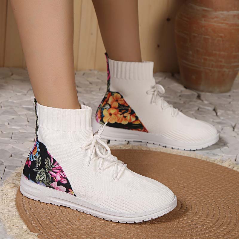 Levoire | Baskets Mixtes Confortables Mi-Longues Avec Détail En Fleurs Sur Le Talon Pour Femmes