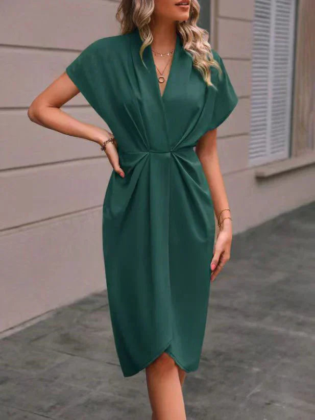Levoire | Noir Midi Robe Croisée Vert foncé