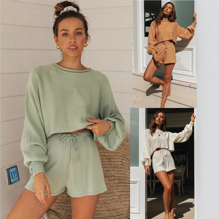 Ensemble décontracté pour femmes avec sweat court et short Levoire