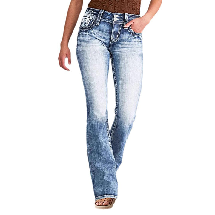 Jean Bootcut Femme à Taille Haute et Look Vintage Décontracté Levoire