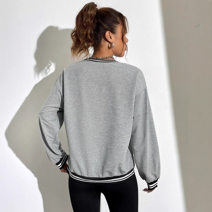 Sweatshirt décontracté pour femmes avec motif imprimé Hawaii et épaules tombantes Levoire