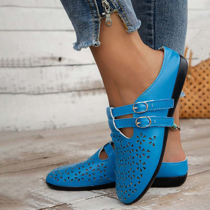 Levoire | Pantoletti Ilmava Pour Femmes Avec Bout Fermé Et Lacets Bleu