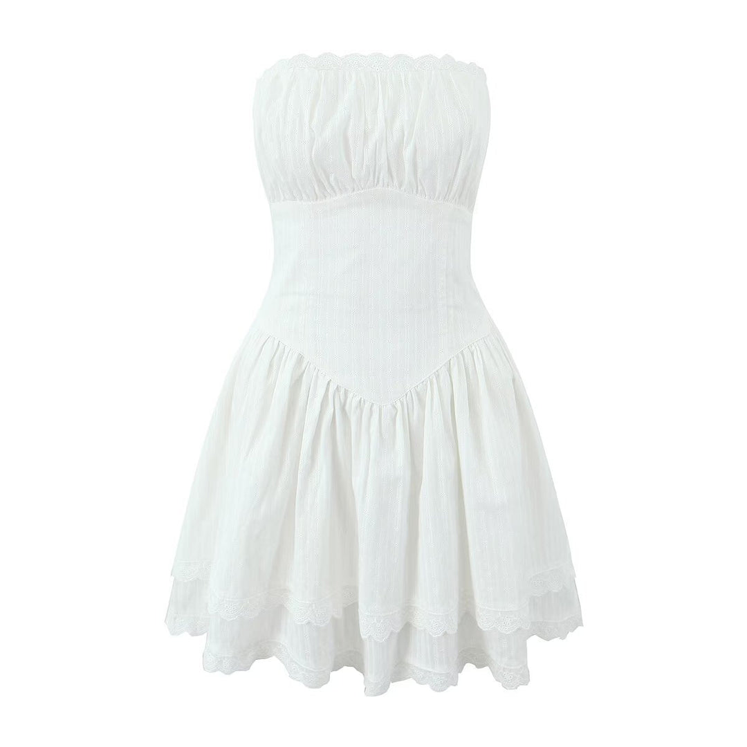Levoire | Jupe Mini Tendance en Lin avec Détail sur la Poitrine Blanc