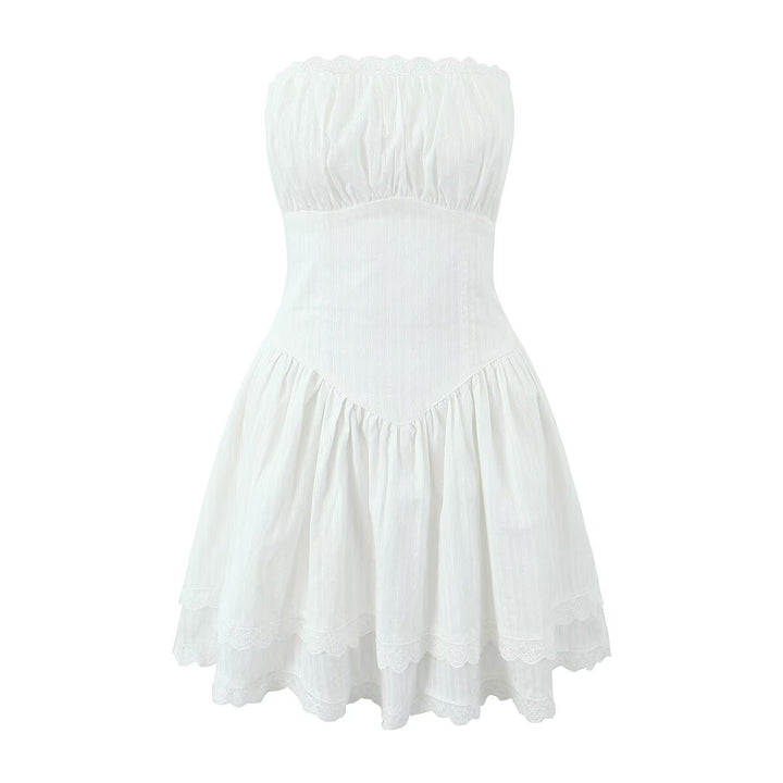 Levoire | Jupe Mini Tendance en Lin avec Détail sur la Poitrine Blanc