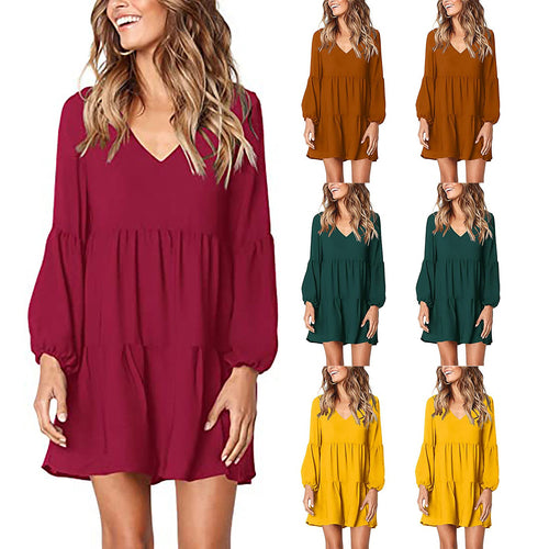 Levoire | Robe Longue à Manches Longues avec Décolleté en V Élégante