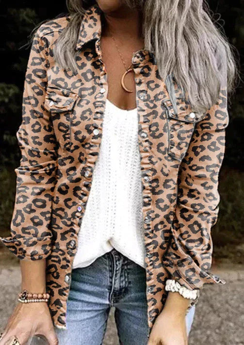 Levoire | Veste En Denim Décontractée Léopard