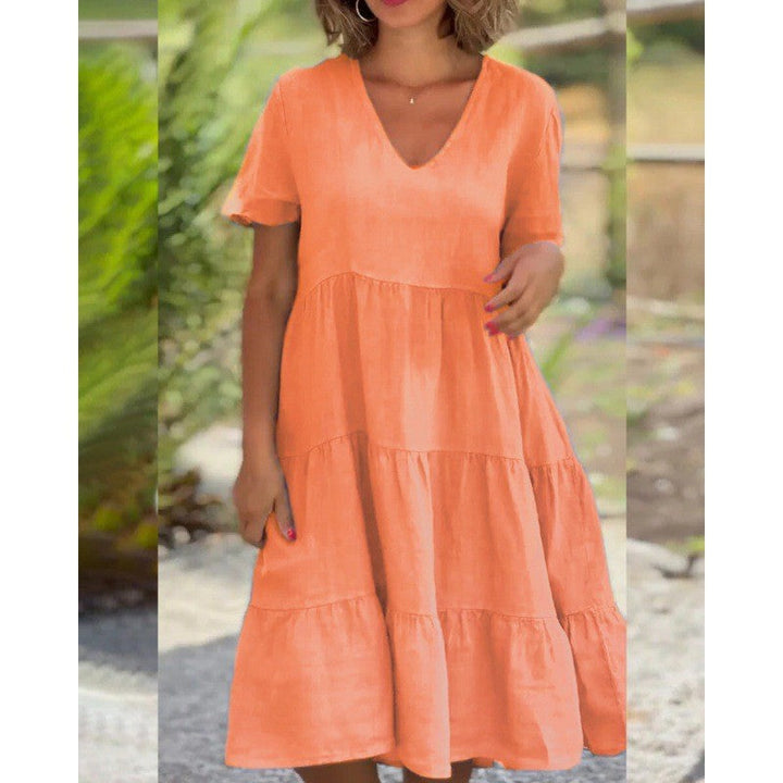 Levoire | Rento V-découpe Yuni Couleur Solide Jupe Évasée Courte Robe