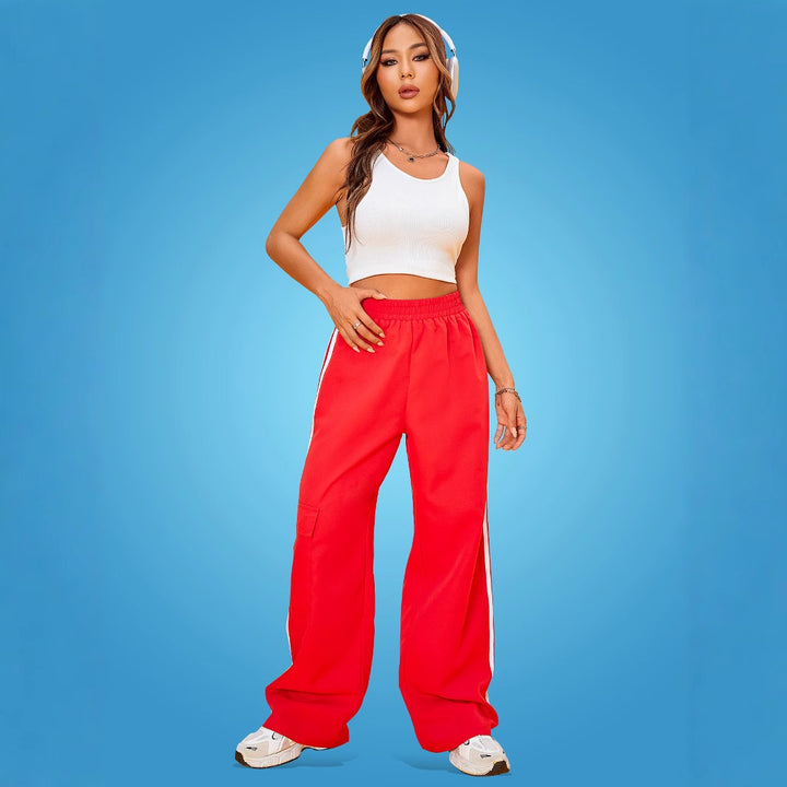 Pantalon de sport ample pour femme avec bandes latérales et poches cargo Levoire